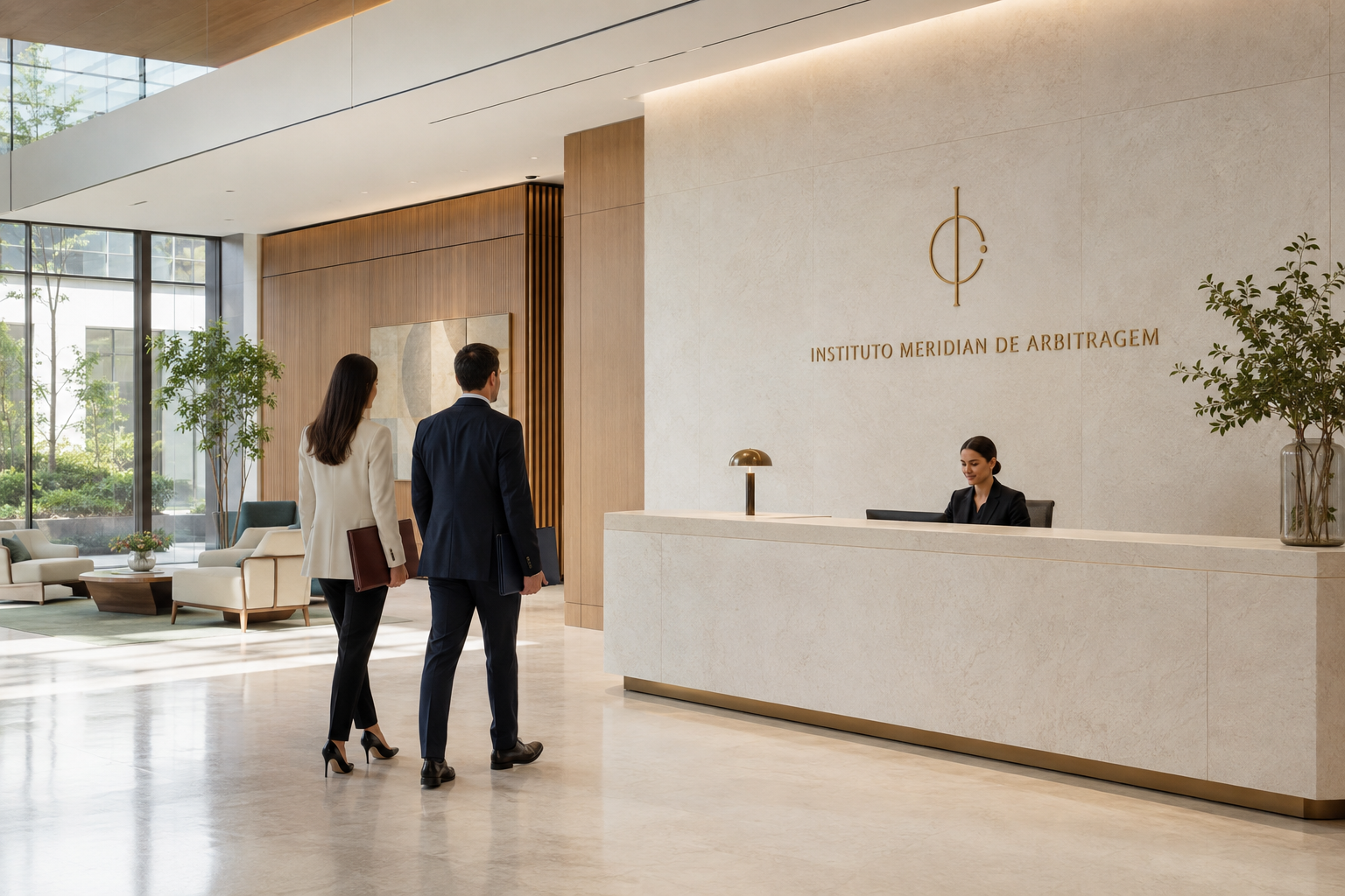 Recepção clara e sofisticada de uma instituição arbitral fictícia