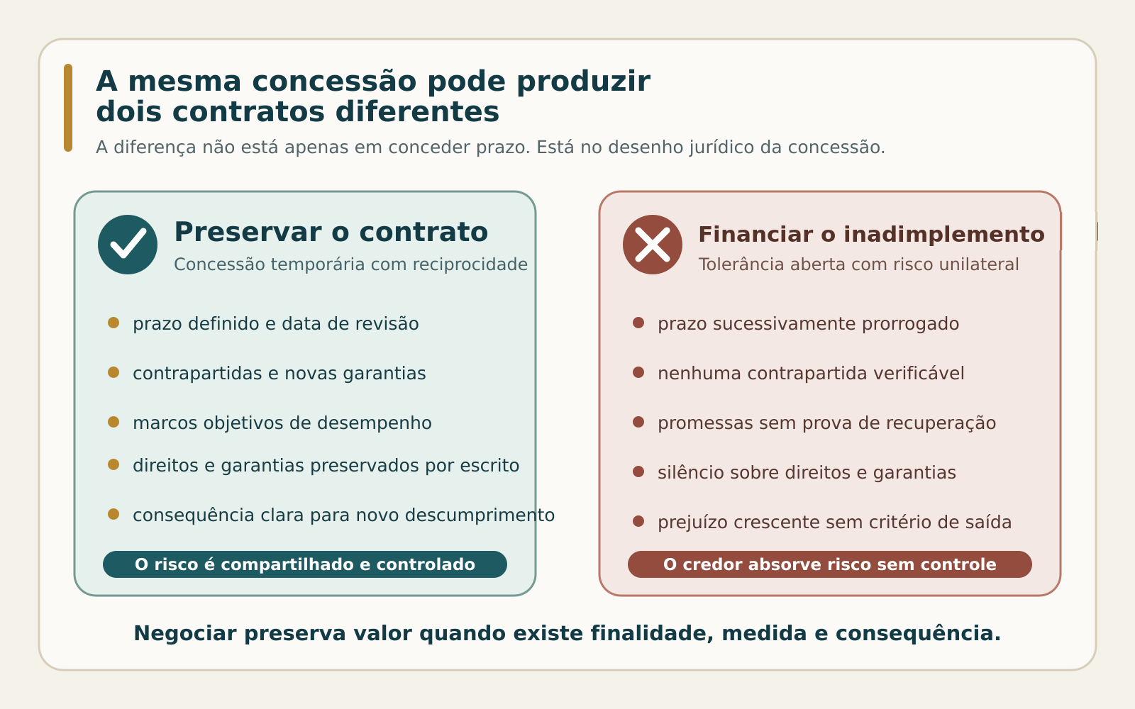 A mesma concessão pode preservar o contrato ou financiar o inadimplemento